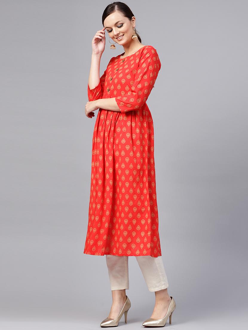 flared printed kurta - 15696056 - Zoom Image - 2