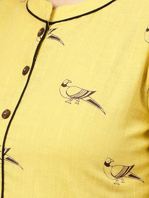 button detail bird print a-line dress - 15696075 - Standard Image - 4