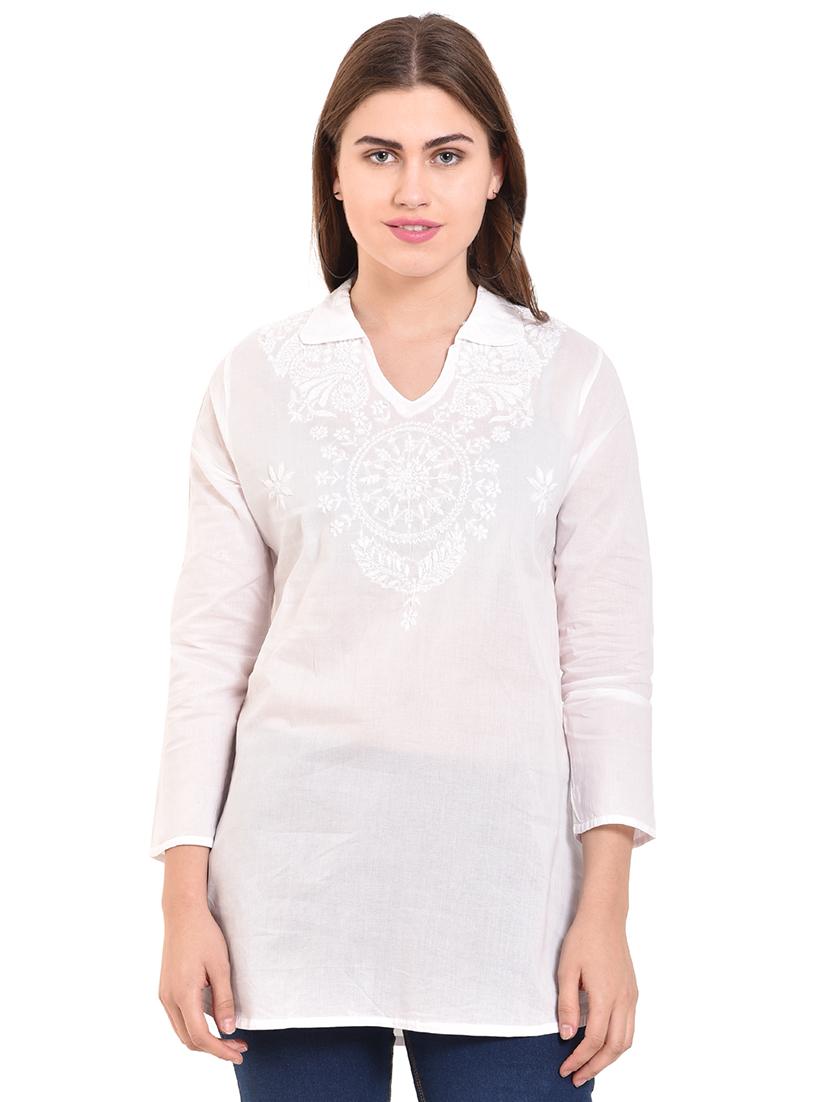embroidered straight kurti - 15696103 - Zoom Image - 1