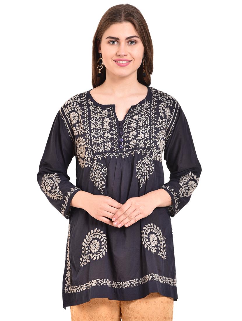 embroidered straight kurti - 15696109 - Zoom Image - 1