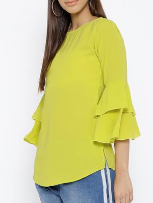 round neck bell sleeved top - 15696362 - Standard Image - 2