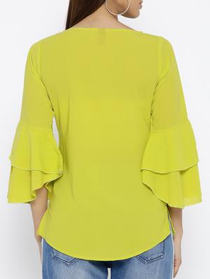 round neck bell sleeved top - 15696362 - Standard Image - 3