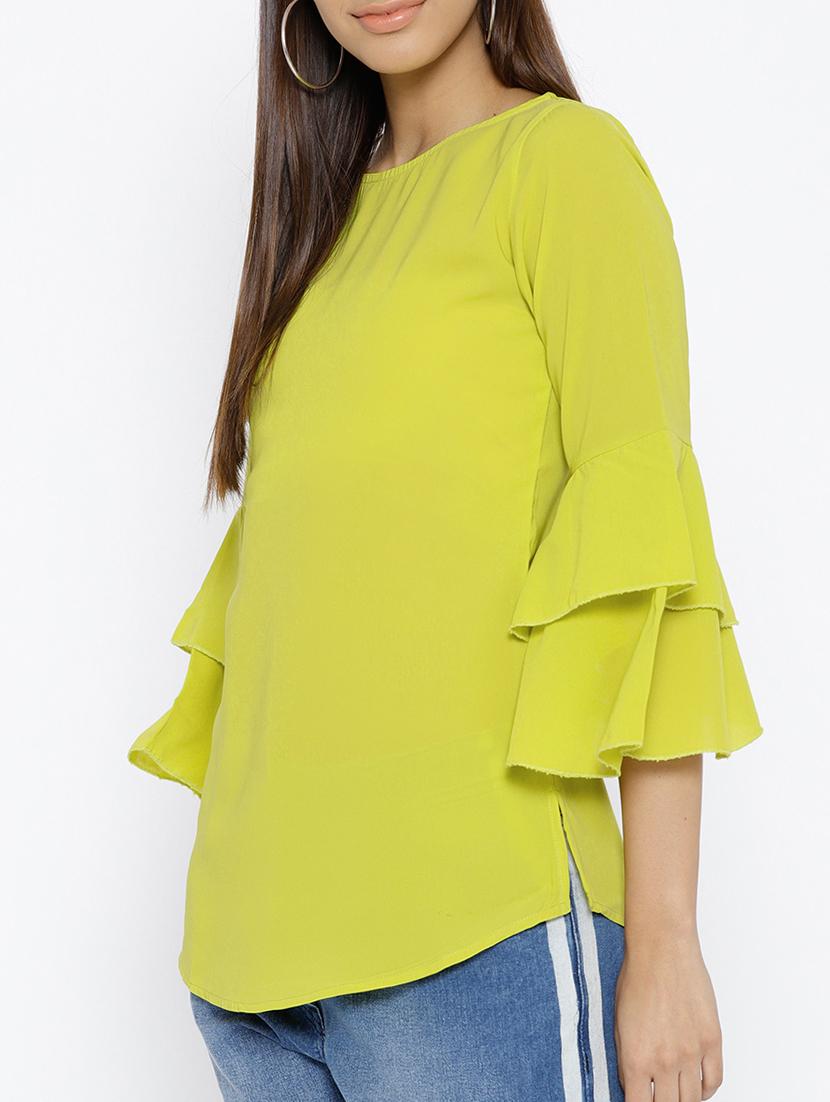 round neck bell sleeved top - 15696362 - Zoom Image - 2