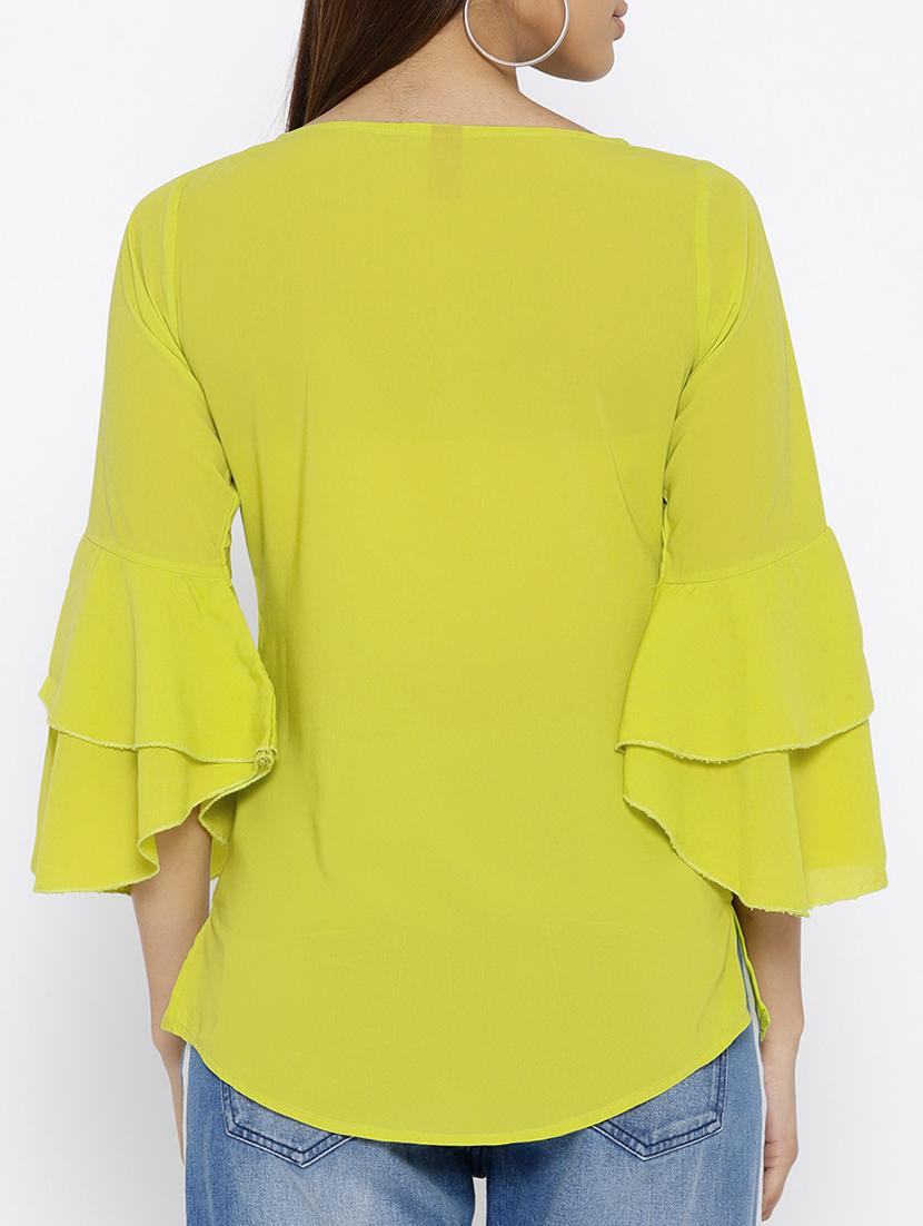 round neck bell sleeved top - 15696362 - Zoom Image - 3