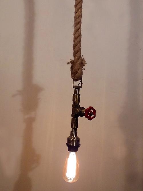 industrial valve pipe on rope hanging pendant light - 15697159 - Very Small Image - 1