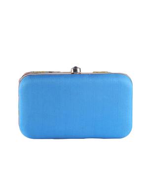 blue faux silk box clutch - 15697356 - Standard Image - 2