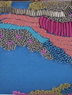 blue faux silk box clutch - 15697356 - Standard Image - 4