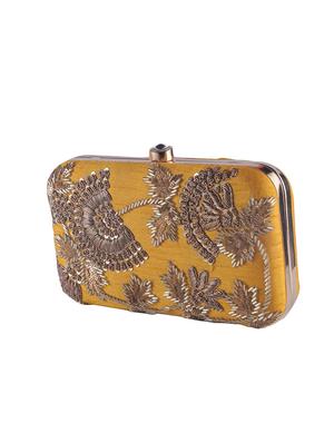 yellow faux silk box clutch - 15697357 - Standard Image - 4