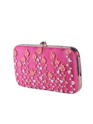 pink faux silk box clutch - 15697359 - Standard Image - 4