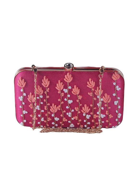 pink faux silk box clutch - 15697359 - Zoom Image - 1