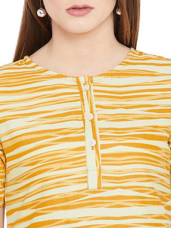 yellow cotton highlow kurti - 15697386 - Zoom Image - 4