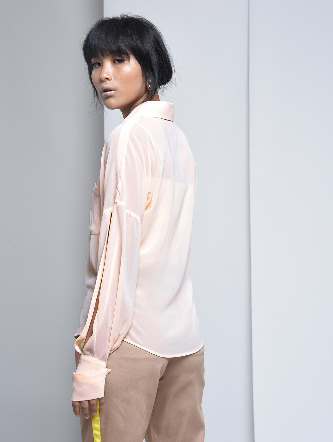 slit sleeved patch pocket detail shirt - 15697659 - Zoom Image - 3