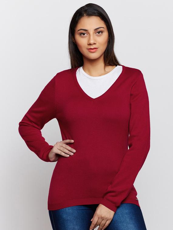 Raspberry red woolen pullover - 15697930 - Zoom Image - 1