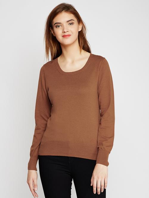 Walnut brown woolen pullover - 15698002 - Standard Image - 1