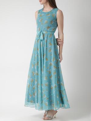 floral self tie belted maxi dress - 15698681 - Standard Image - 2