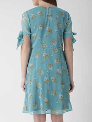 floral knot detail sleeved dress - 15698689 - Standard Image - 2