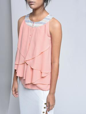 rose pink ruffled cascade top - 15699742 - Standard Image - 4