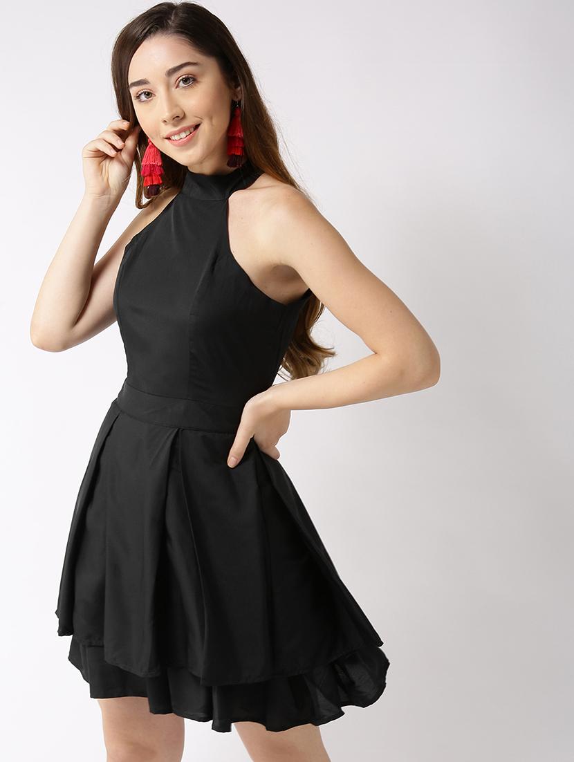 cut out back layered pleated dress - 15700084 - Zoom Image - 2