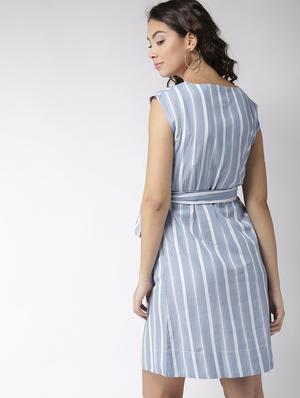 button up striped a-line dress - 15700093 - Standard Image - 3