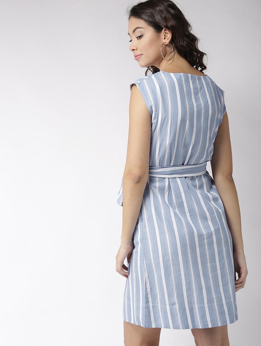 button up striped a-line dress - 15700093 - Zoom Image - 3
