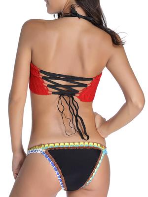 crocheted halter neck bikini set - 15701067 - Standard Image - 2