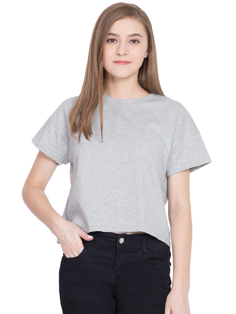drop shoulder round neck tee - 15701184 - Zoom Image - 1