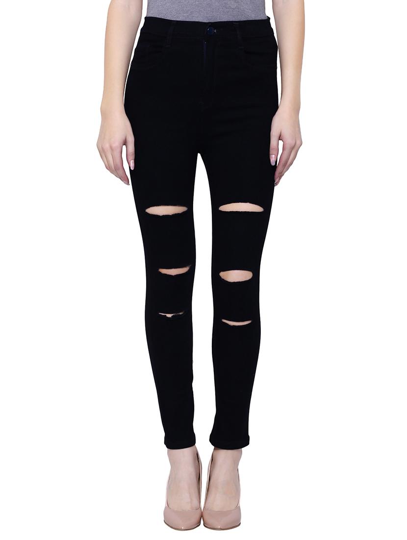 ladder ripped mid rise jeans - 15701244 - Zoom Image - 1