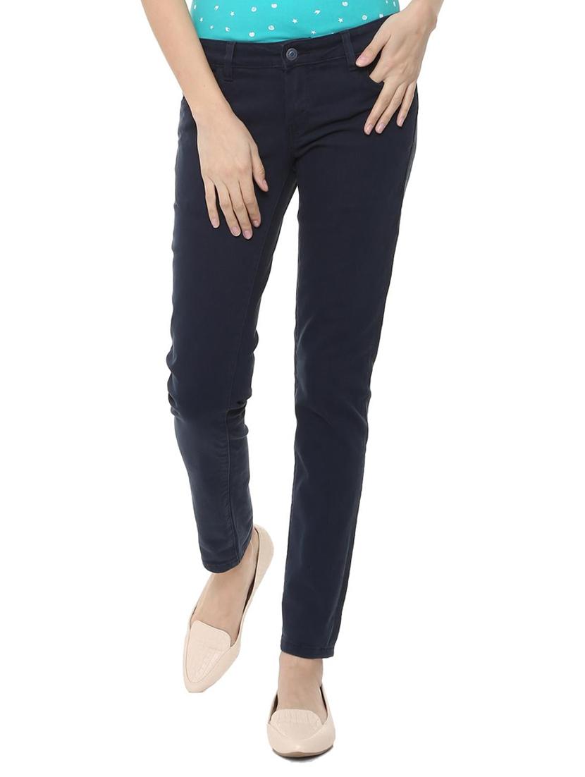 navy blue mid rise trouser - 15701540 - Zoom Image - 1