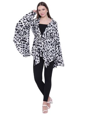 animal print asymmetric belted shrug - 15701643 - Standard Image - 4