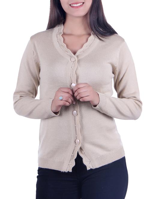 Beige knitted cardigan - 15701850 - Standard Image - 1