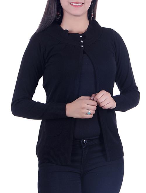 buttoned neck knitted shrug - 15701904 - Standard Image - 1