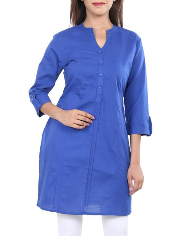 Blue straight kurti - 15702194 - Zoom Image - 1