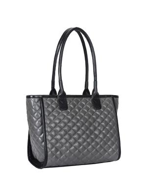 grey leatherette (pu) regular handbag - 15702902 - Standard Image - 4