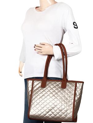 silver leatherette (pu) regular handbag - 15702903 - Standard Image - 5