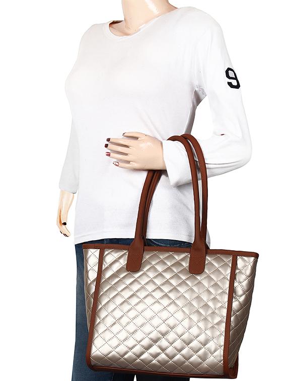 silver leatherette (pu) regular handbag - 15702903 - Zoom Image - 5