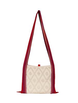 white cotton messenger sling bag - 15702926 - Standard Image - 2