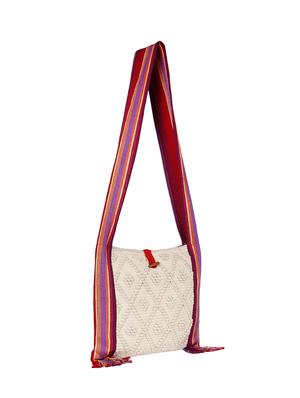 white cotton messenger sling bag - 15702926 - Standard Image - 4