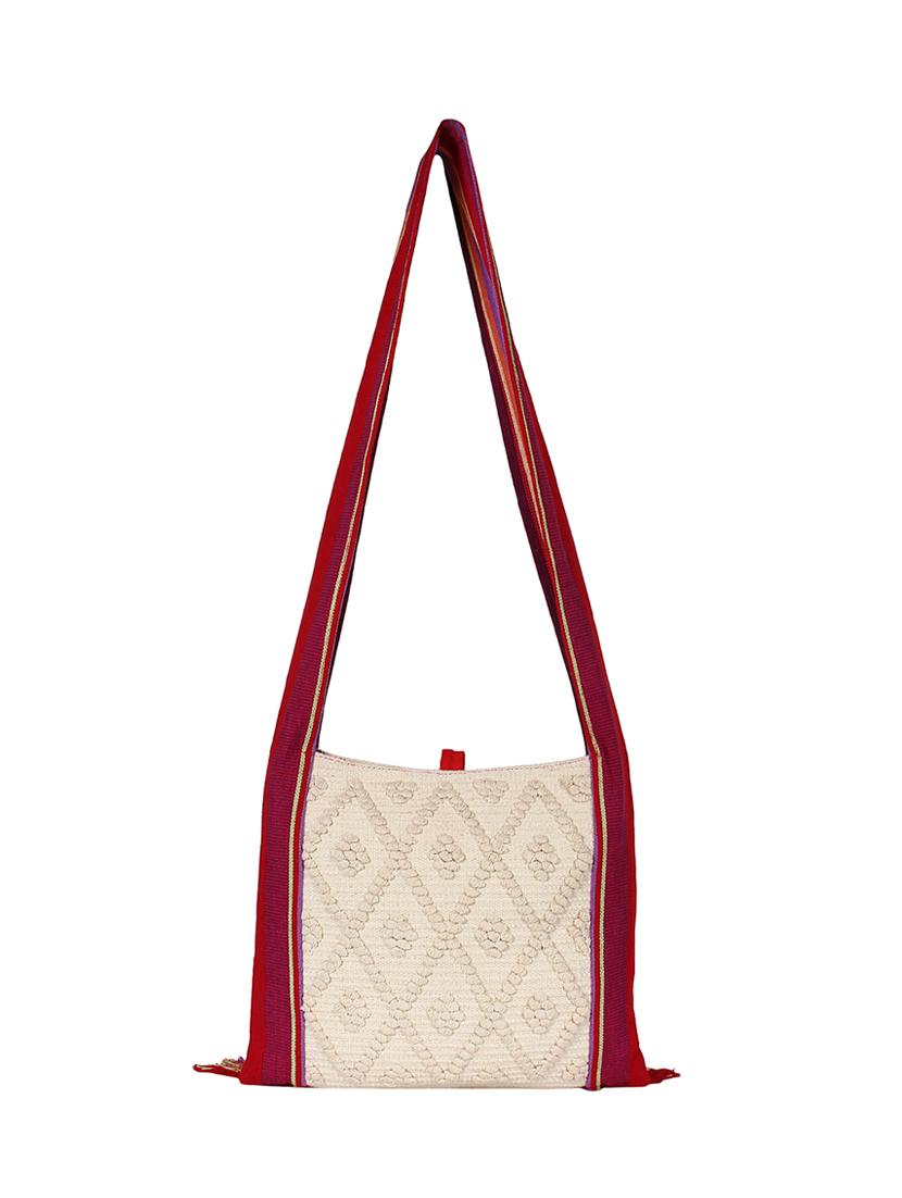 white cotton messenger sling bag - 15702926 - Zoom Image - 2