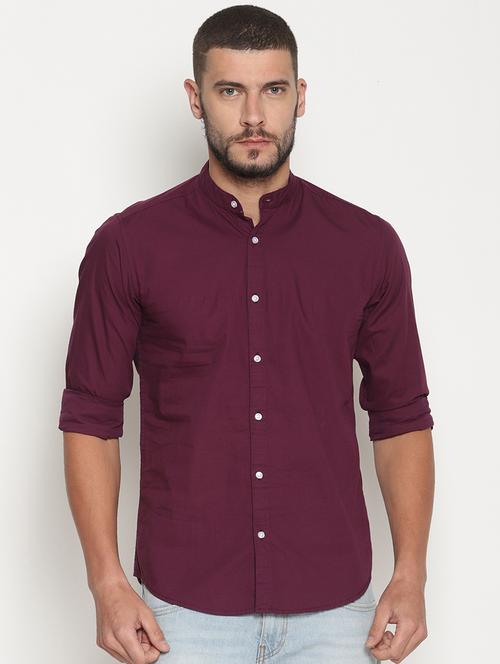 purple cotton casual shirt - 15702951 - Very Small Image - 1