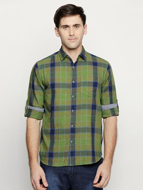 green cotton casual shirt - 15703042 - Standard Image - 1
