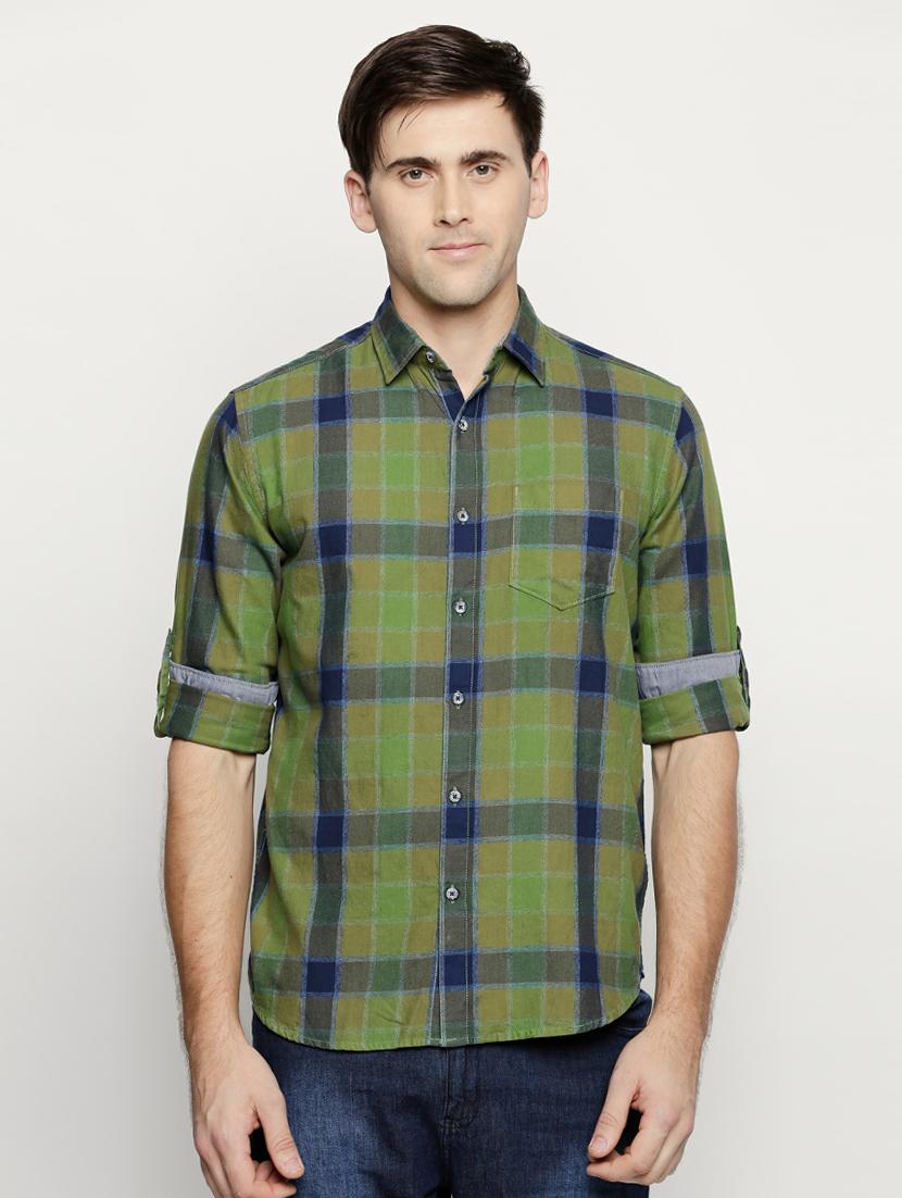 green cotton casual shirt - 15703042 - Zoom Image - 1