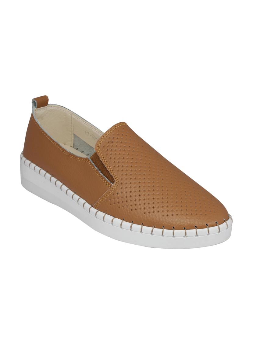 tan slip on casual shoes - 15703195 - Zoom Image - 1