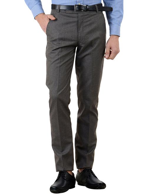 grey cotton flat front formal trouser - 15703238 - Standard Image - 1