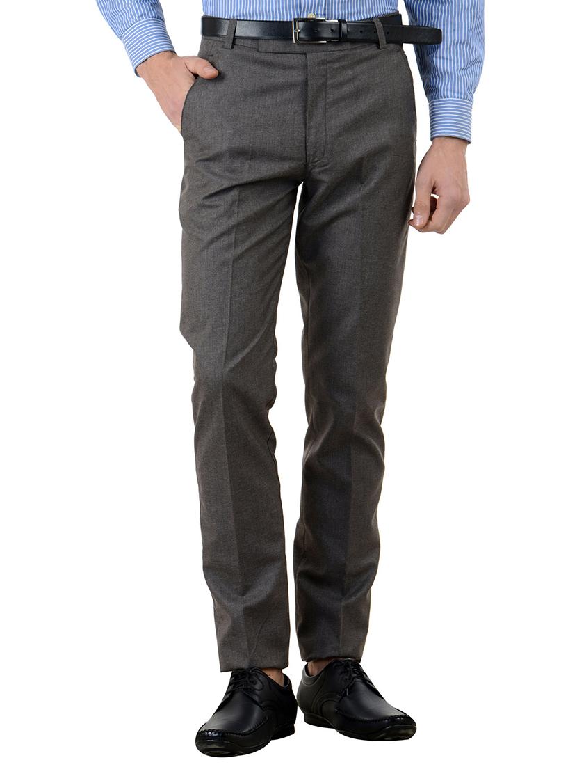 grey cotton flat front formal trouser - 15703238 - Zoom Image - 1