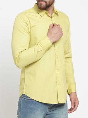 yellow cotton casual shirt - 15703629 - Standard Image - 2