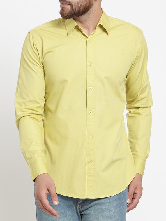 yellow cotton casual shirt - 15703629 - Zoom Image - 1