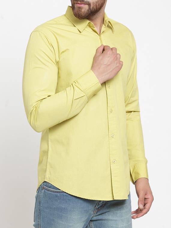 yellow cotton casual shirt - 15703629 - Zoom Image - 2
