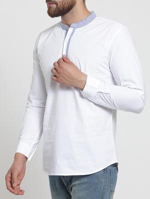 white solid short kurta - 15703765 - Standard Image - 2