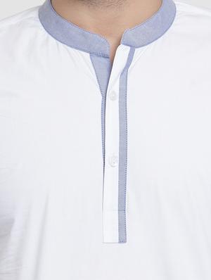 white solid short kurta - 15703765 - Standard Image - 4