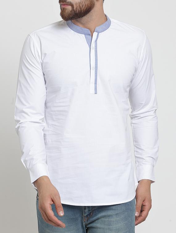 white solid short kurta - 15703765 - Zoom Image - 1
